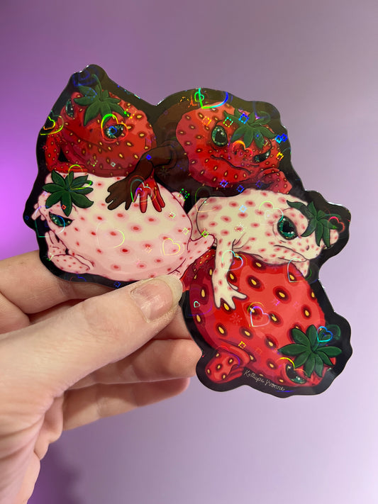 SupeR Limited Edition “Strawberry Rain Frog Pile” with Holographic Hearts